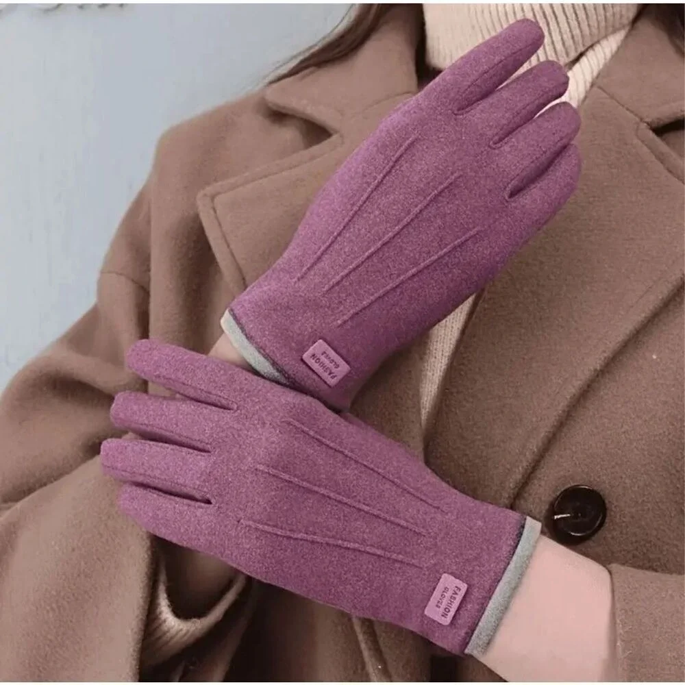 Touchscreen Compatible Winter Thermal Finger‎ Driving Gloves PURPLE Causal OS